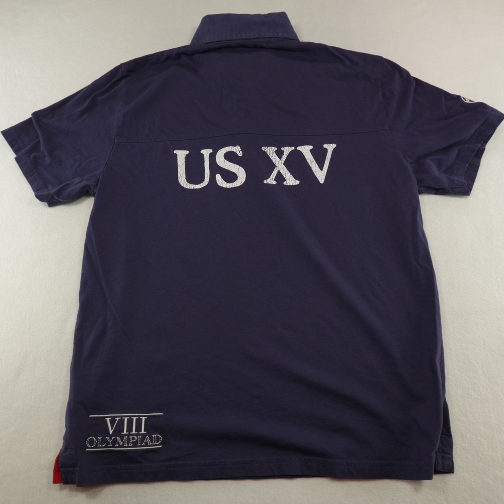 Canterbury of New Zealand Polo Shirt Mens Large Blue Jersey Rugby US XV‎ MinFlaw - Picture 12 of 15
